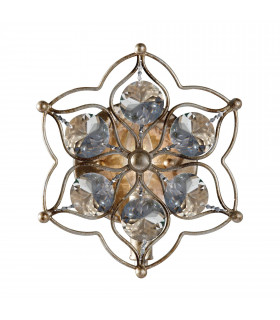 Pendente Leila, argento brunito e cristallo, 6 lampadine