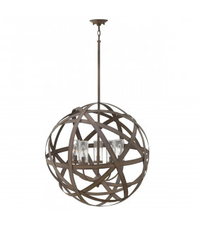 Lámpara colgante Carson para exterior, 67 cm, hierro antiguo, 5 luces