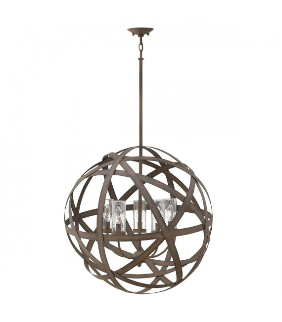 Suspension extérieure Carson, 67 cm, fer antique, 5 éclairages