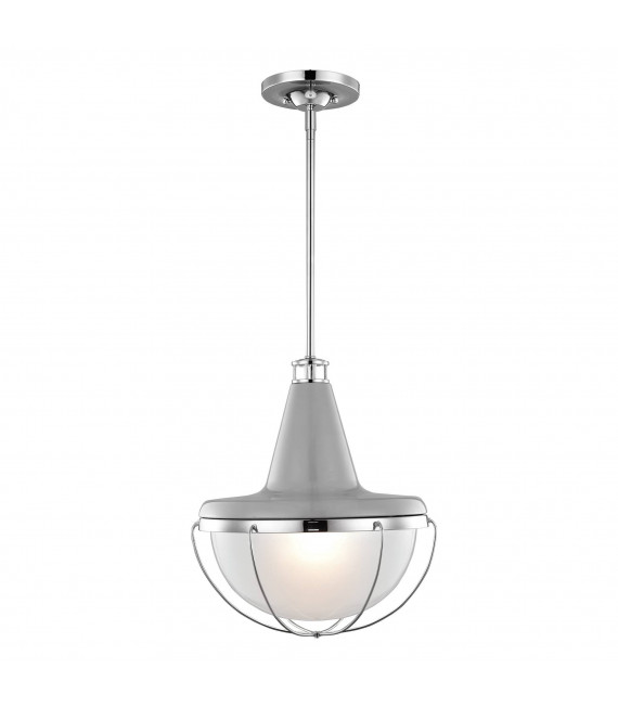 Lampada a sospensione Holloway, acciaio spazzolato e vetro opale, bianco, 4 lampadine