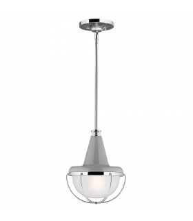 Livinstone Pendelleuchte, poliertes Nickel und Glas, groß