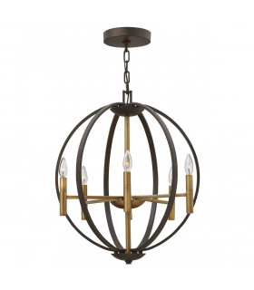 Lampada a sospensione Euclide, bronzo spagnolo, 6 luci