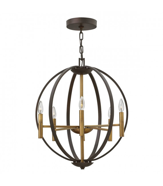 Lampada a sospensione Euclide, bronzo spagnolo, 6 luci