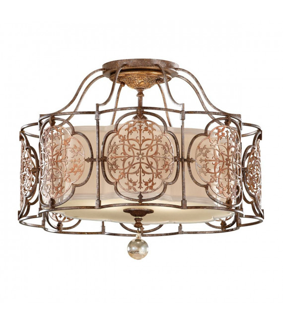 Suspension Marcella, bronze oxydé et or, 3 ampoules