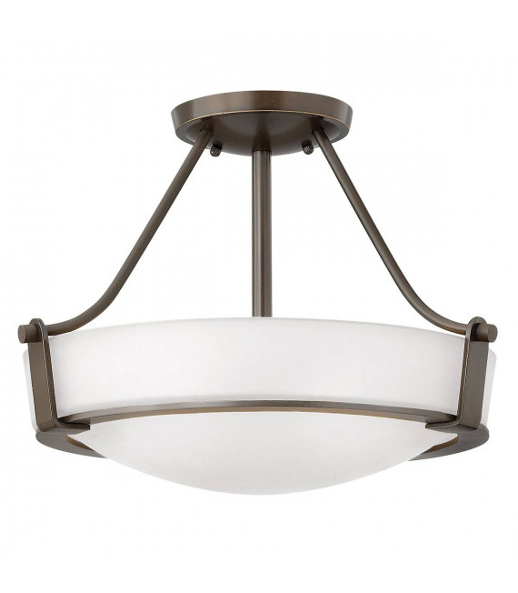 Hathaway Deckenleuchte, gealterte Bronze, Opalglas, kleines Modell