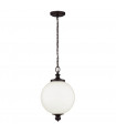 Suspension Parkman, acier brossé et verre opale, grande