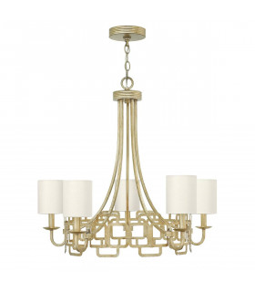 Candelabro Sabina, hoja de plata barnizada dorada, pantalla de seda de cáscara de huevo de imitación