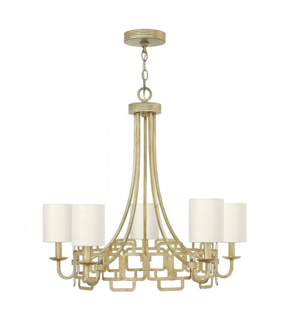 Candelabro Sabina, hoja de plata barnizada dorada, pantalla de seda de cáscara de huevo de imitación