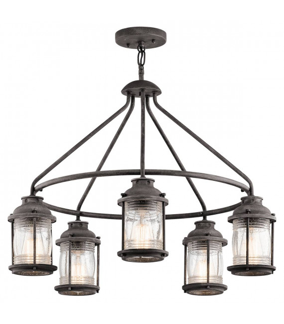 Lámpara colgante de exterior Ashland Bay, zinc, vidrio, 5 luces