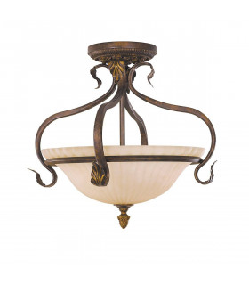 plafonnier ventilateur vintage 2 ampoules e27 max 60w brun patiné