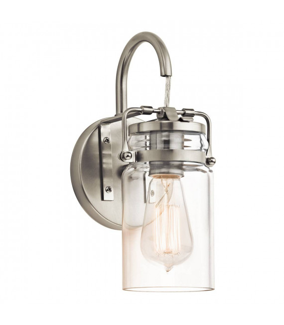 Lampada da parete Brinley, nichel spazzolato, vetro
