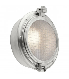 Außenwandleuchte, gebürstetes Aluminium, Glas mit Metallgitter