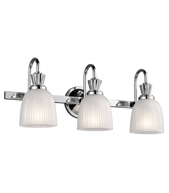 Cora Wandleuchte, Chrom poliert, Glas, 3 LEDs
