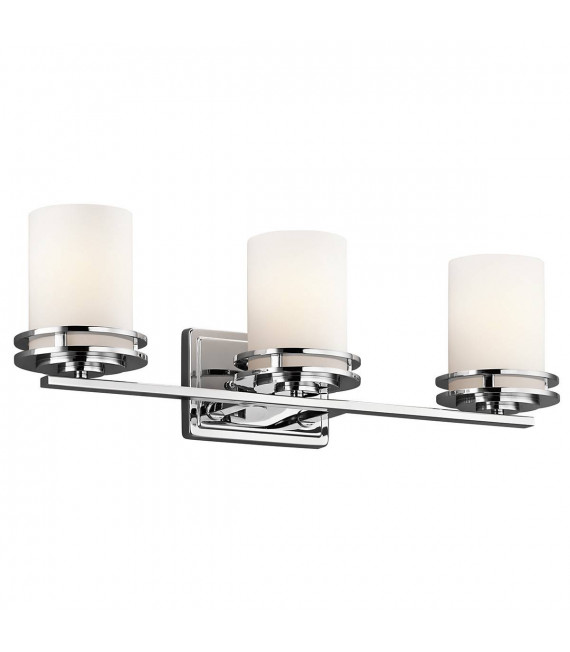 Lampada da parete Hendrick, cromo lucido, vetro opale, 3 LED