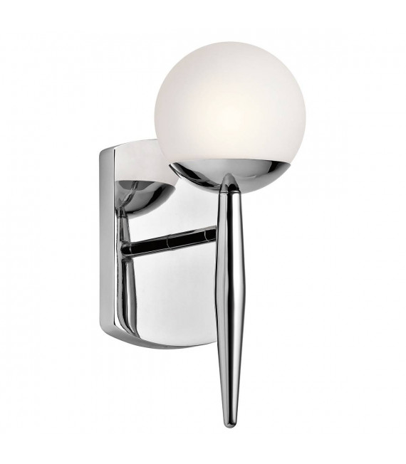 Lampada da parete Jasper, cromo lucido, vetro opale, LED