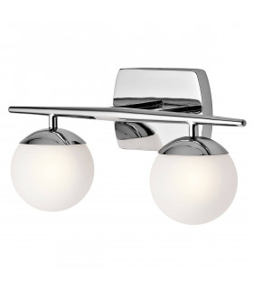 Lampada da parete Jasper, cromo lucido, vetro opale, 2 LED