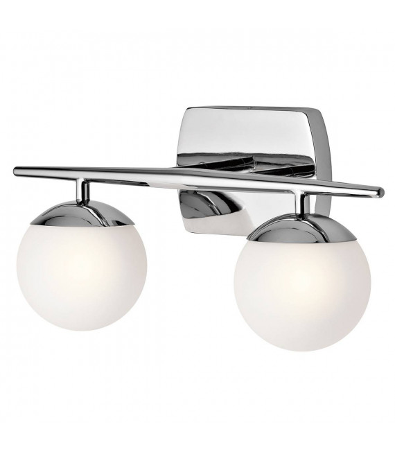 Lámpara de pared Jasper, cromo pulido, vidrio opal, 2 LED