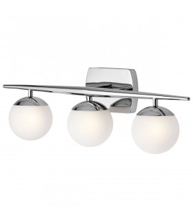 Applique Jasper, chrome poli, verre opale, 3 LED
