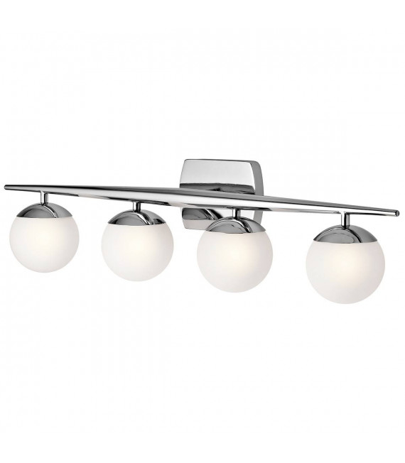 Applique Jasper, chrome poli, verre opale, 4 LED