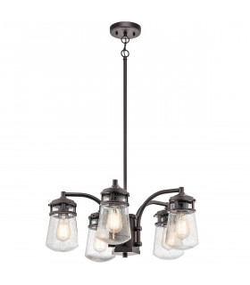 Lampada a sospensione per esterno Lyndon, bronzo, vetro, 5 luci
