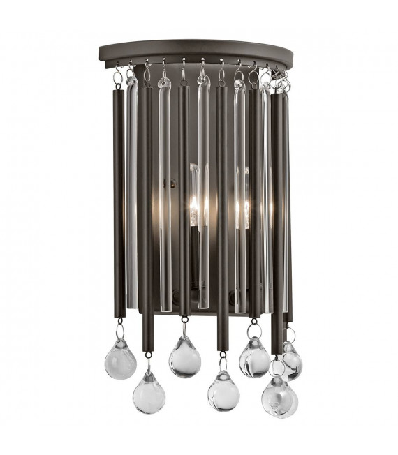 Piper Wandleuchte, Espresso Farbe Metall, Glas