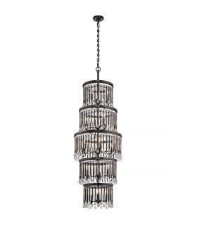 Lampadario Piper, metallo color espresso, vetro, 18 luci