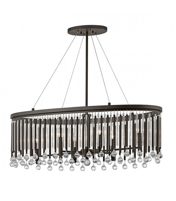 Piper Bar Kronleuchter, Espresso Farbe Metall, Glas, 6 Lichter