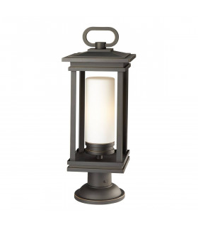 Bolardo para exteriores South Hope, bronce frotado, vidrio opal