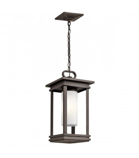 Lampada a sospensione per esterno South Hope, bronzo lucidato, vetro opale