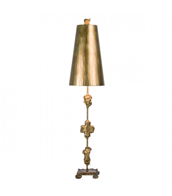 Lampada da terra frammento, oro, con paralume