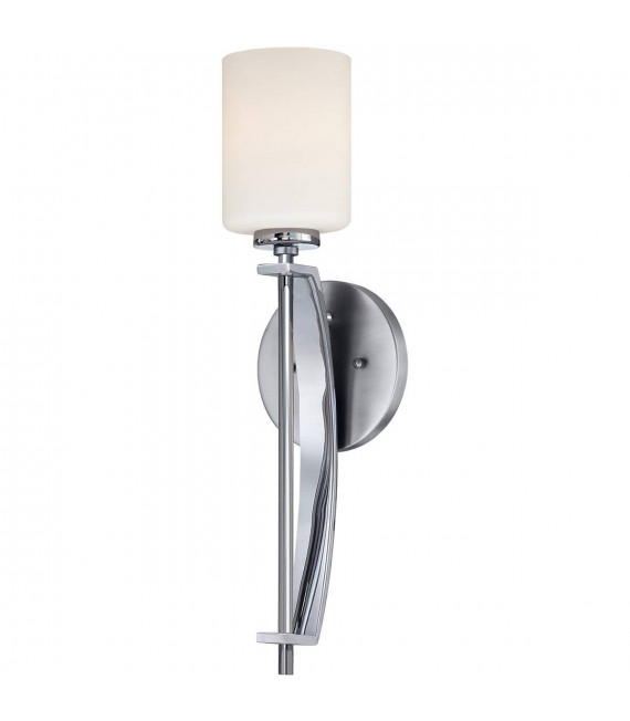 Lampada da parete Taylor, cromo lucido, vetro opale, LED, modello grande
