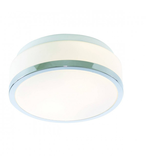 Plafón Bowl, 23cm, cromo y cristal opal