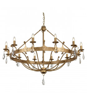 Windsor Kronleuchter, goldene Patina, Kristall, 12 Lichter