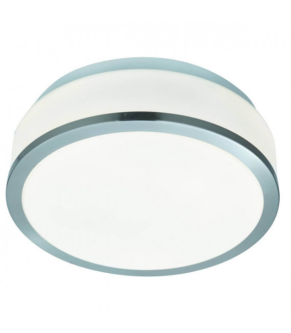 Plafón Bowl, 28cm, plata satinada y cristal opal