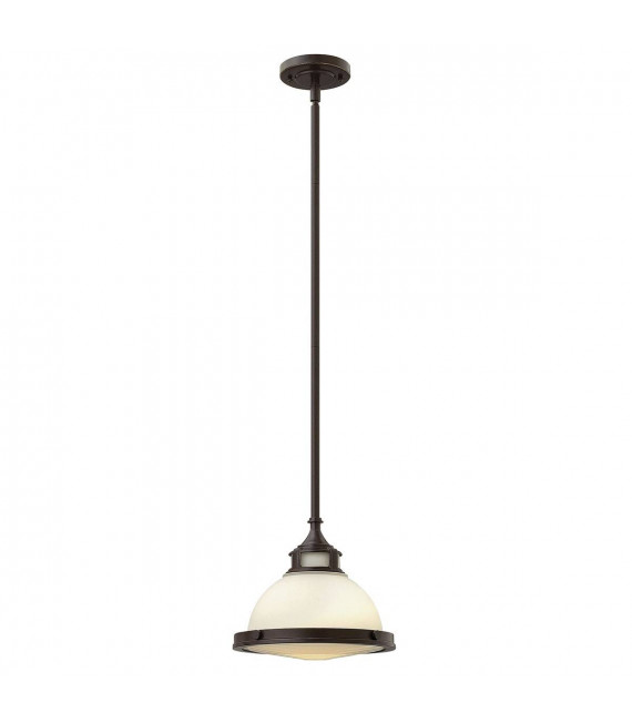 Lámpara colgante Amelia, bronce castaño y cristal, 32 cm.