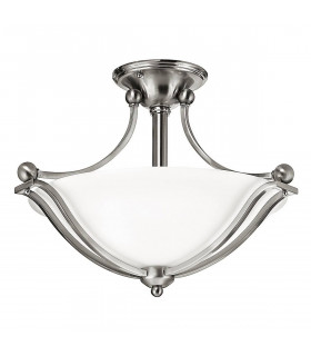 Bolla Deckenleuchte, gebürstetes Nickel und Glas, 42 cm