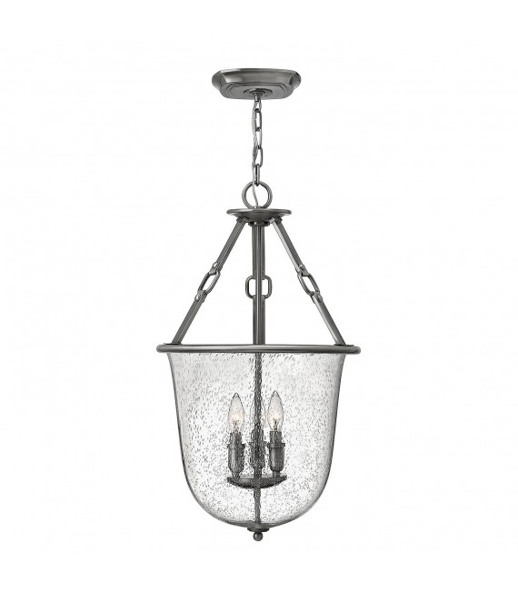Collana pendente, ottone e vetro, 4 lampadine