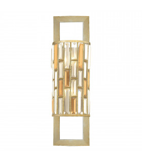 Aplique de pared Gemma, plata y cristal, 31 cm.