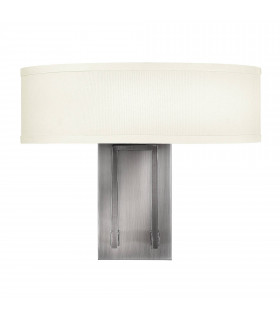 Lampada da parete Hampton, nichel antico e acrilico, paralume bianco sporco, 1 lampadina