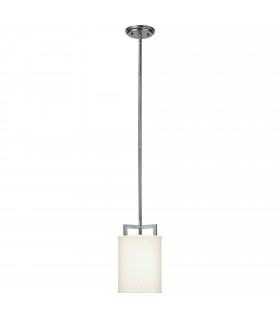 Hampton Pendelleuchte, antikes Nickel und Acryl, cremefarbener Lampenschirm, 4 Glühbirnen