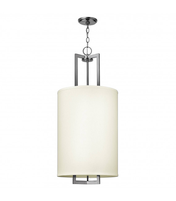 Suspension Hampton, nickel antiqe et acrylique, abat-jour blanc cassé, 1 ampoule