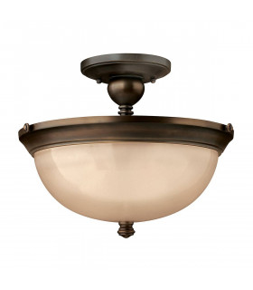 Lampada a sospensione Mayflower, bronzo invecchiato e vetro, 3 lampadine