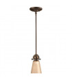 Suspension Mayflower, bronze vieilli et verre, 6 ampoules