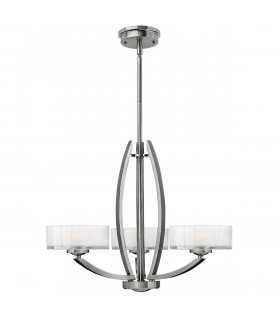 Meridian Pendelleuchte, Nickel gebürstet und Glas, 3 Glühbirnen
