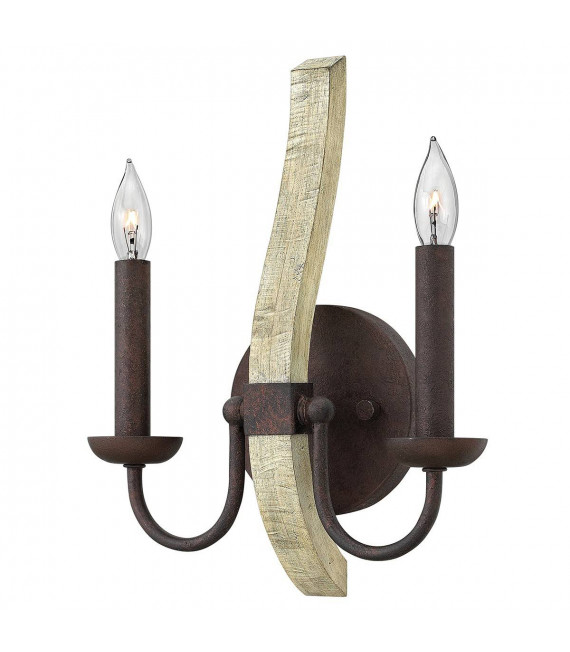 Lampada da parete Middlefield, ferro e legno, 1 lampadina