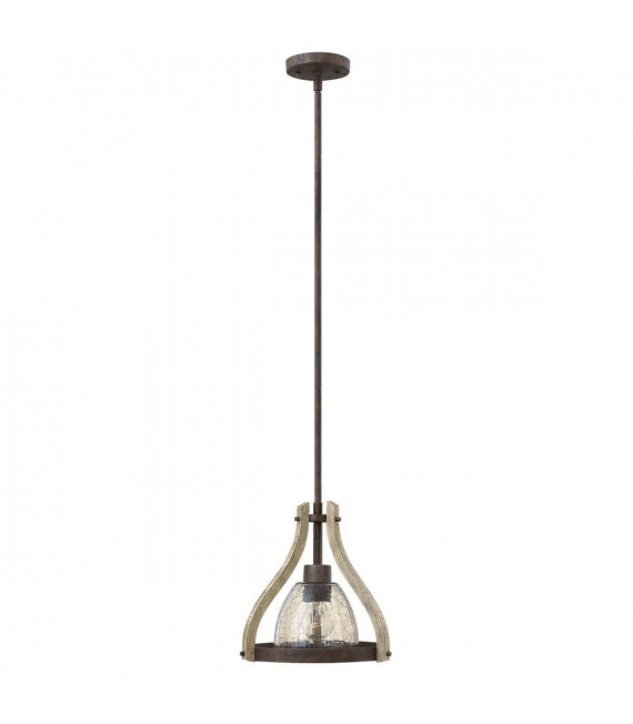 Lampada a sospensione centrocampo, ferro e legno, 3 lampadine