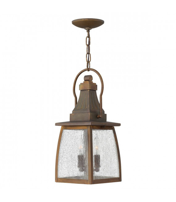 Lampada a sospensione Manhattan, bronzo lucidato a olio e vetro