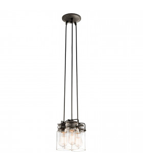 Brinley Anhänger, antike Bronze und Glas, 6 Glühbirnen