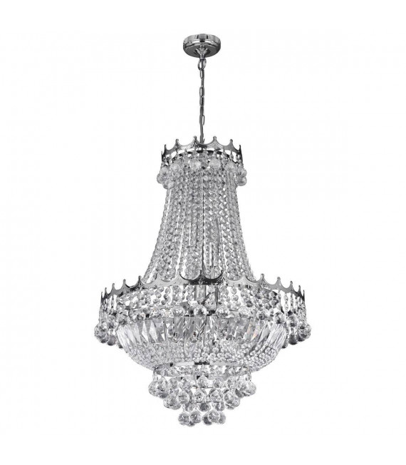 Pendelleuchte 9 Glühlampen Versailles, in Chrom und Kristall