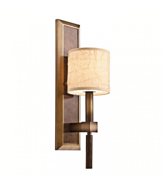 Lámpara de pared Brinley, bronce antiguo y vidrio, 1 bombilla